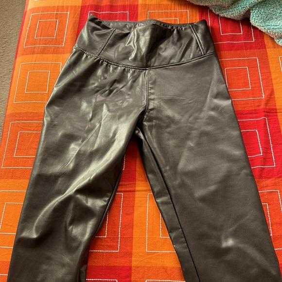 High Waist Black Leather Pants - Picture 1 of 5